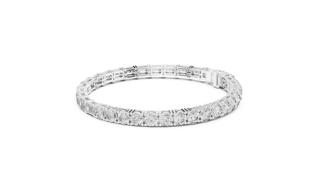 Half-and-Half Dual-Cut Lab-Grown Tennis Bracelet White Gold