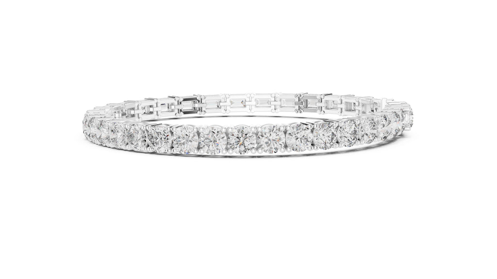 Half-and-Half Dual-Cut Lab-Grown Tennis Bracelet White Gold