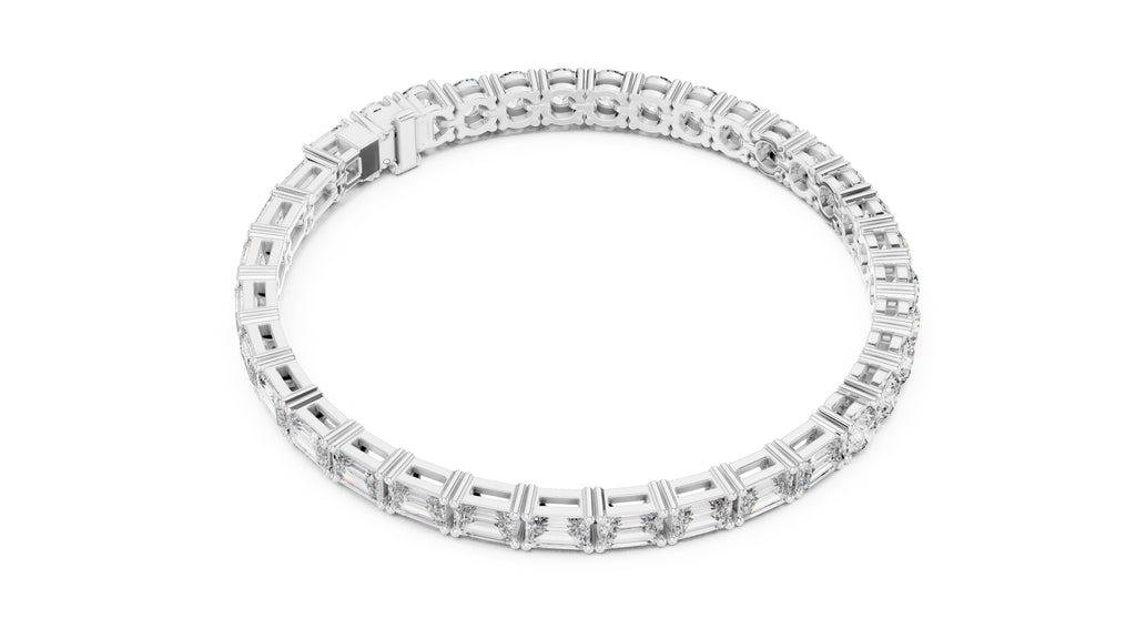 Half-and-Half Dual-Cut Lab-Grown Tennis Bracelet White Gold