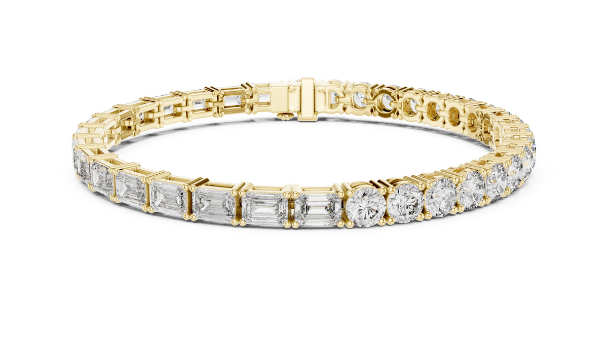 Half-and-Half Dual-Cut Lab-Grown Tennis Bracelet Yellow Gold