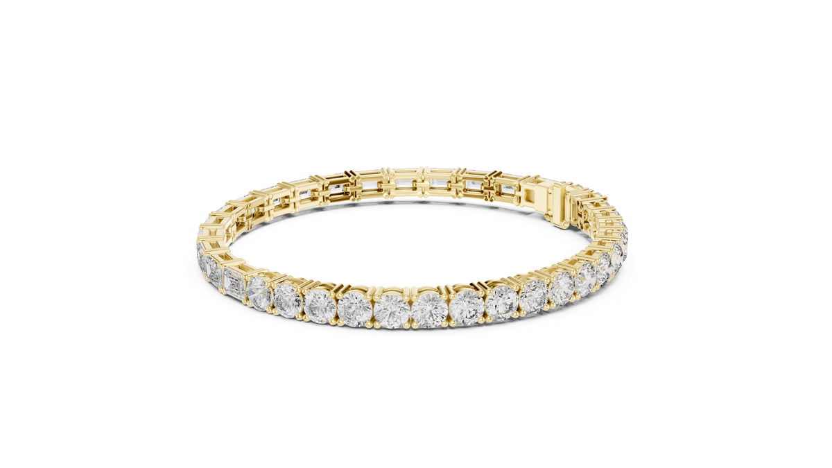 Half-and-Half Dual-Cut Lab-Grown Tennis Bracelet Yellow Gold