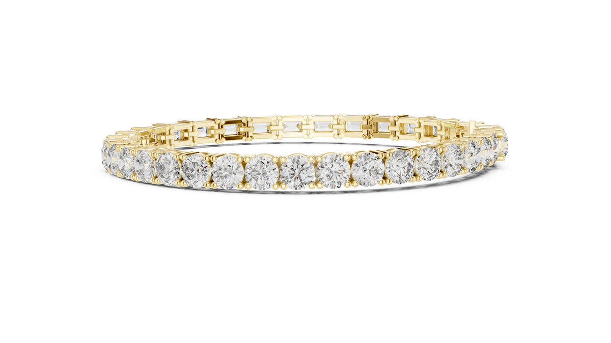 Half-and-Half Dual-Cut Lab-Grown Tennis Bracelet Yellow Gold