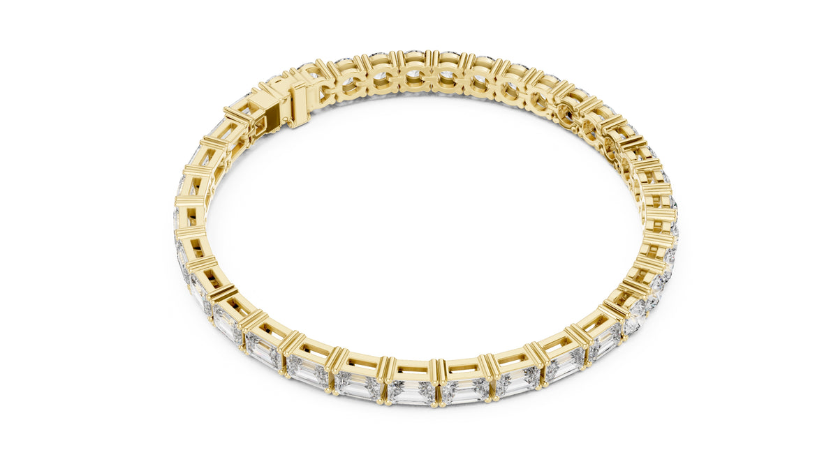 Half-and-Half Dual-Cut Lab-Grown Tennis Bracelet Yellow Gold