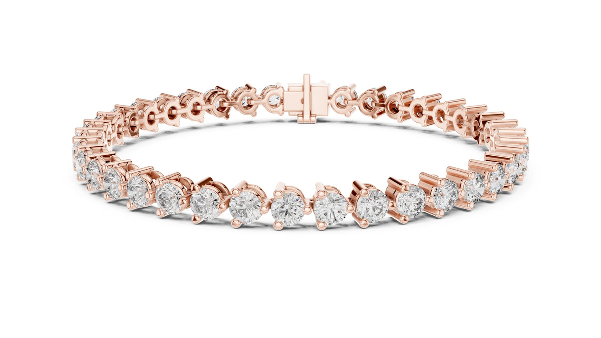 Classic Prong-Set Round Lab-Grown Tennis Bracelet Rose Gold
