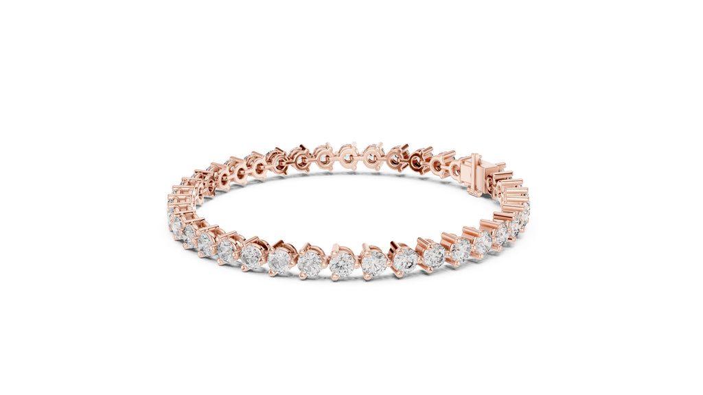 Classic Prong-Set Round Lab-Grown Tennis Bracelet Rose Gold