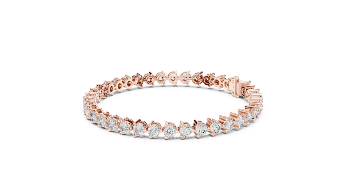 Classic Prong-Set Round Lab-Grown Tennis Bracelet Rose Gold