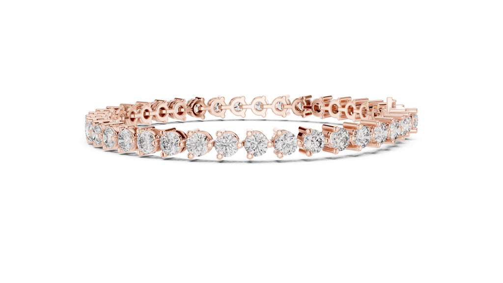 Classic Prong-Set Round Lab-Grown Tennis Bracelet Rose Gold