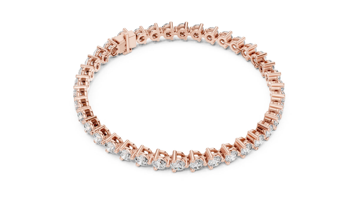 Classic Prong-Set Round Lab-Grown Tennis Bracelet Rose Gold