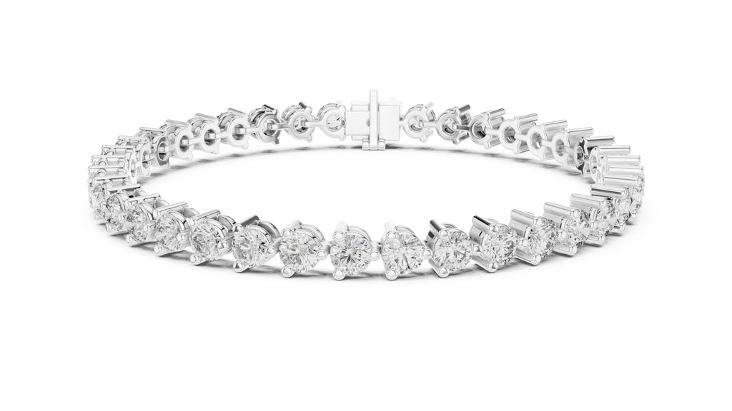 Classic Prong-Set Round Lab-Grown Tennis Bracelet White Gold