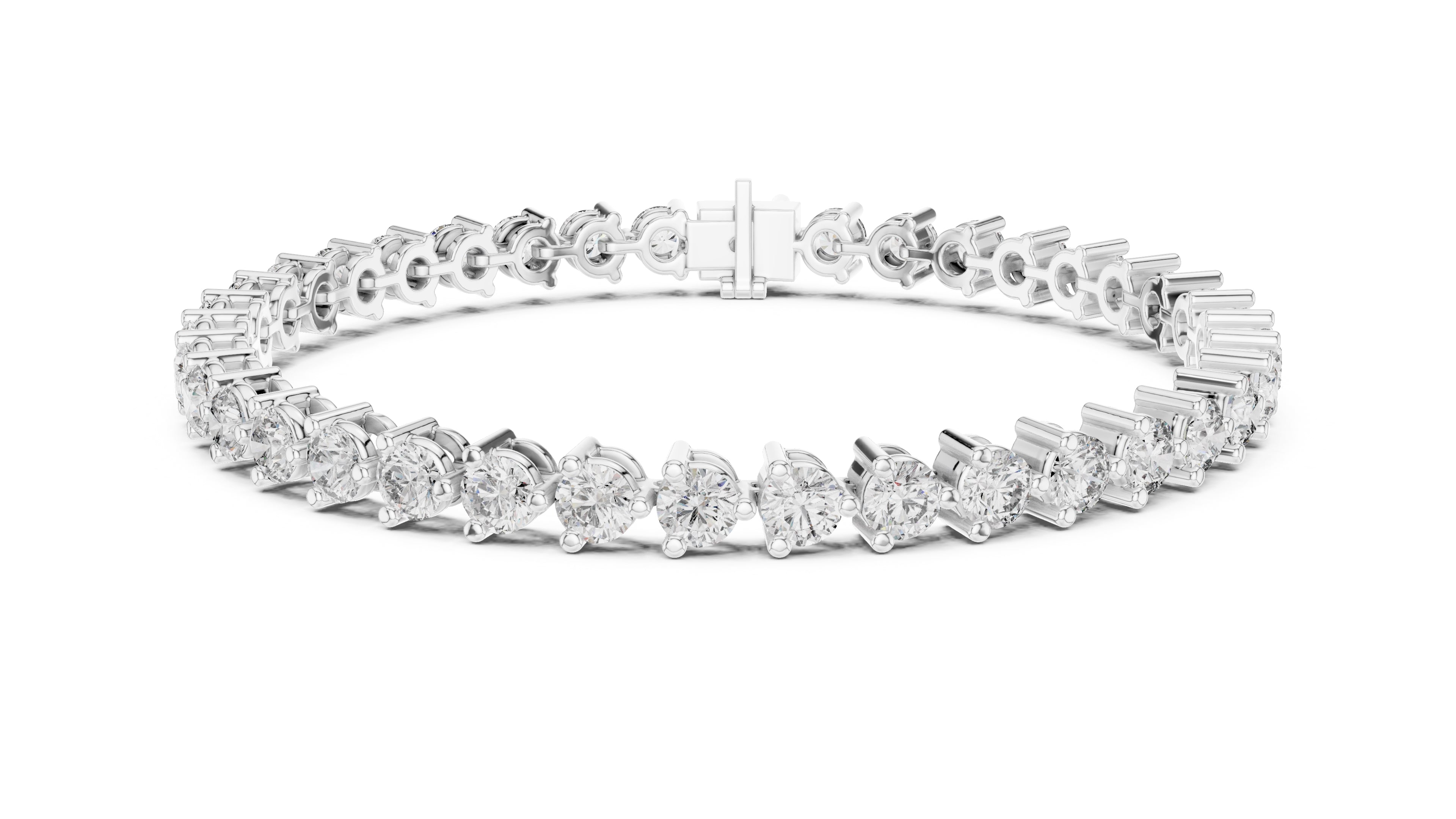 Classic Prong-Set Round Lab-Grown Tennis Bracelet White Gold