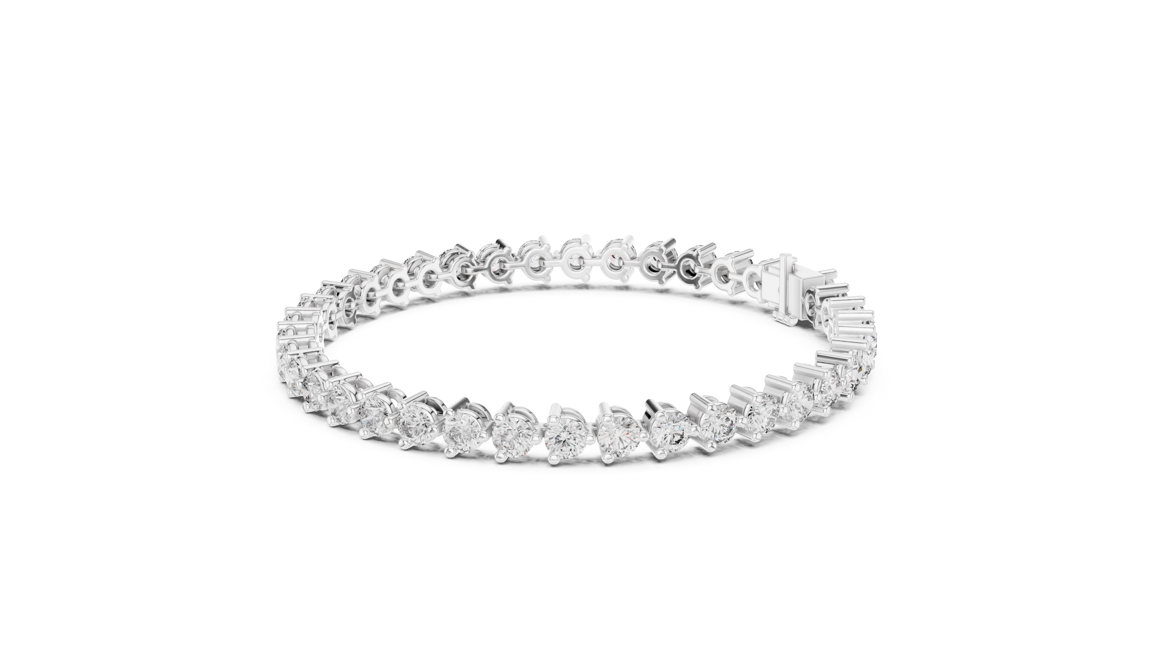 Classic Prong-Set Round Lab-Grown Tennis Bracelet White Gold