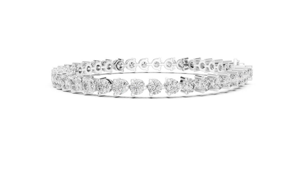 Classic Prong-Set Round Lab-Grown Tennis Bracelet White Gold