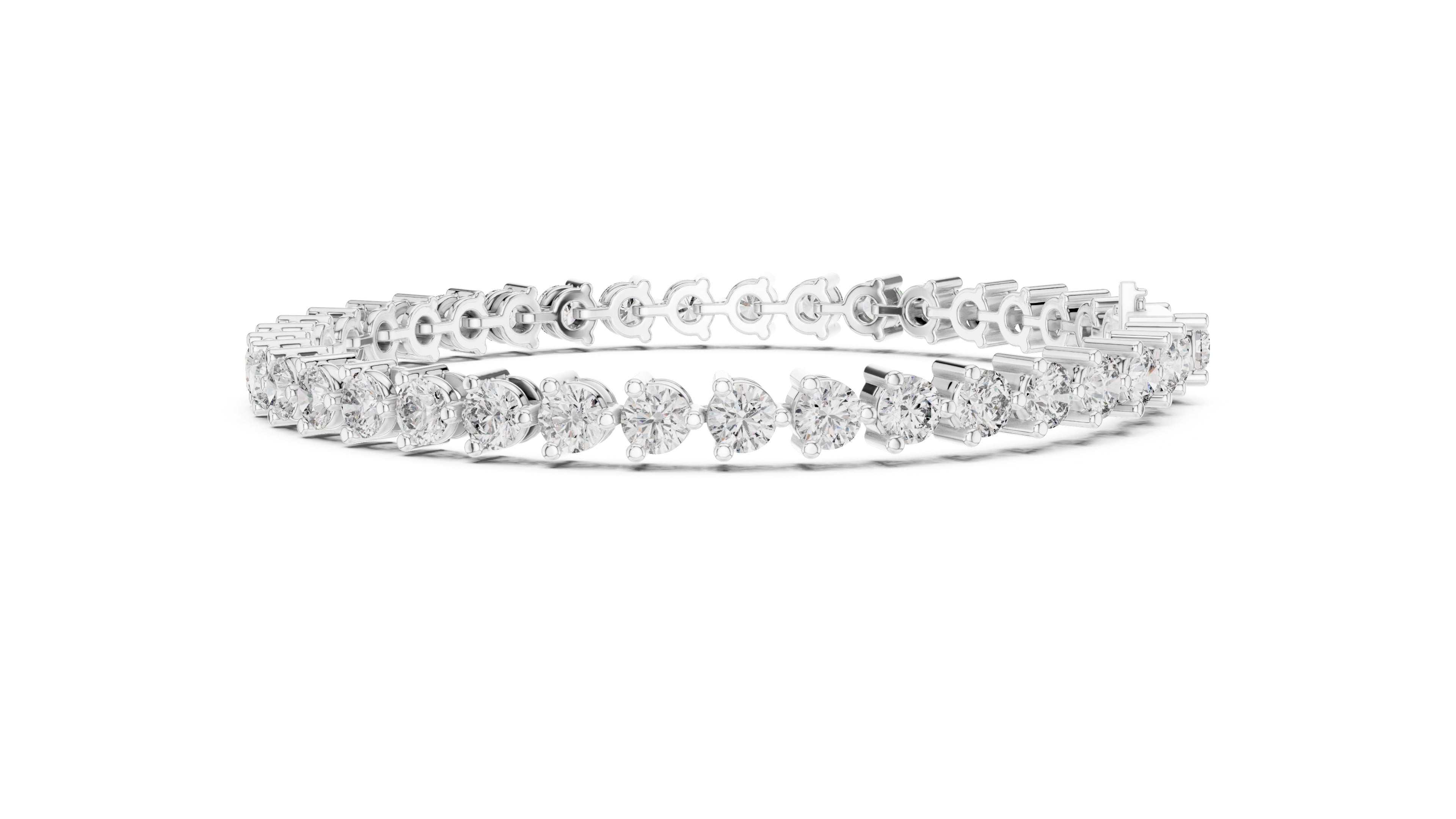Classic Prong-Set Round Lab-Grown Tennis Bracelet White Gold