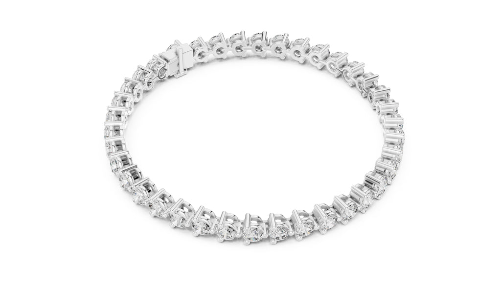 Classic Prong-Set Round Lab-Grown Tennis Bracelet White Gold
