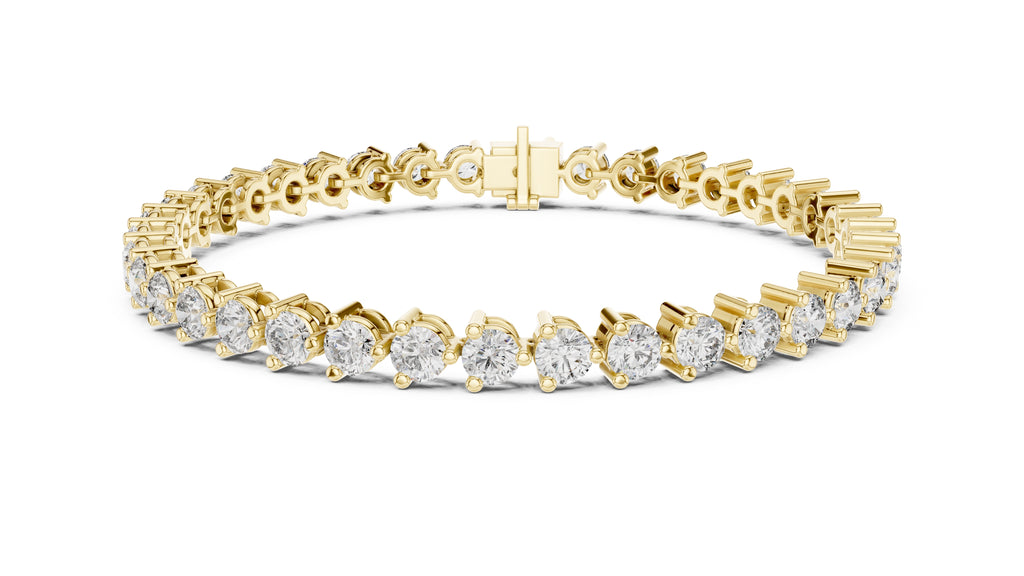 Classic Prong-Set Round Lab-Grown Tennis Bracelet Yellow Gold