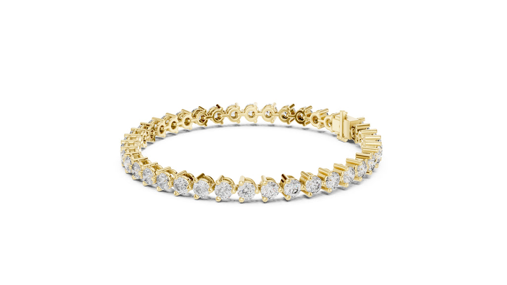 Classic Prong-Set Round Lab-Grown Tennis Bracelet Yellow Gold