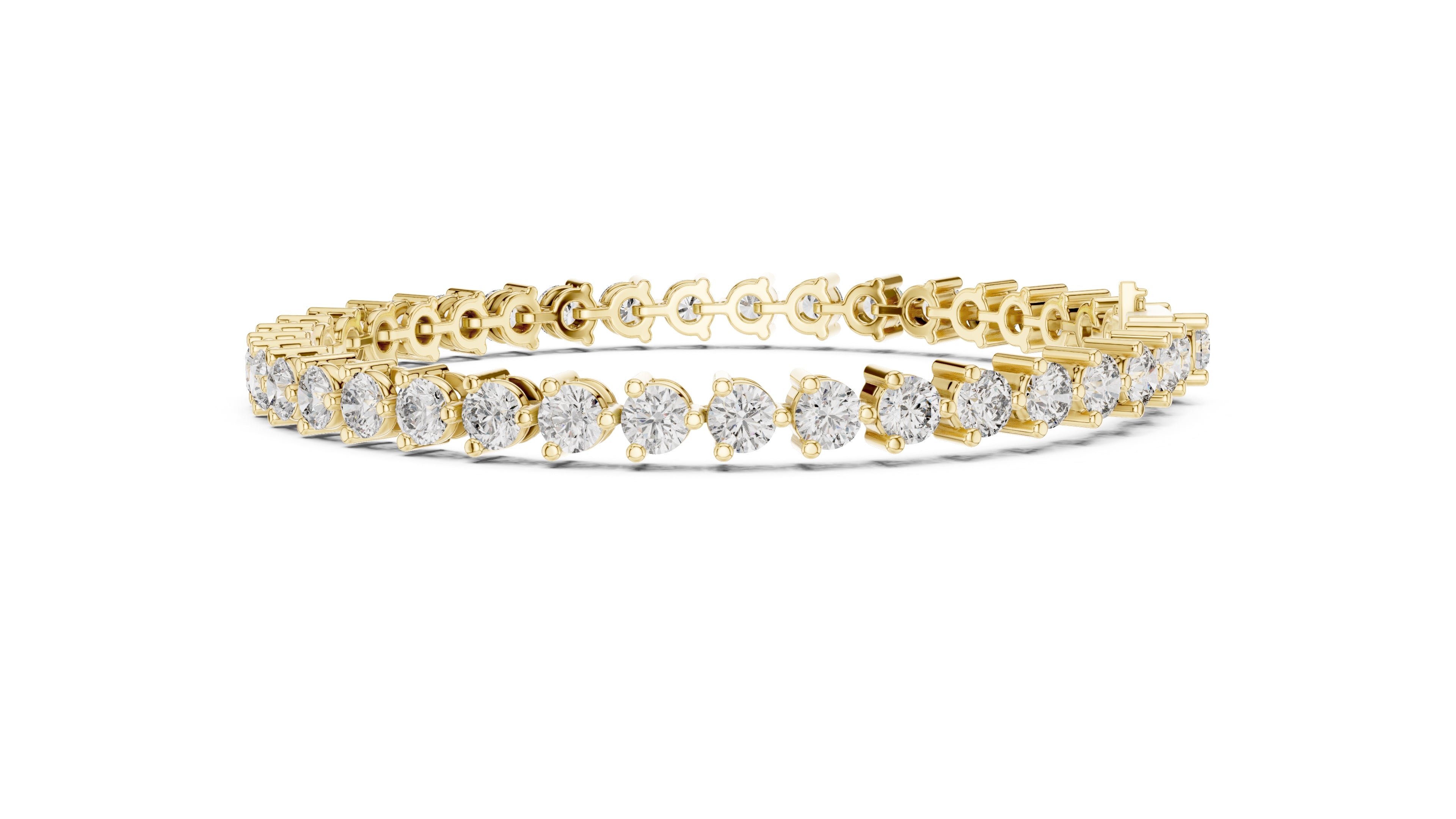 Classic Prong-Set Round Lab-Grown Tennis Bracelet Yellow Gold