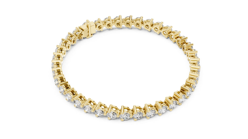Classic Prong-Set Round Lab-Grown Tennis Bracelet Yellow Gold