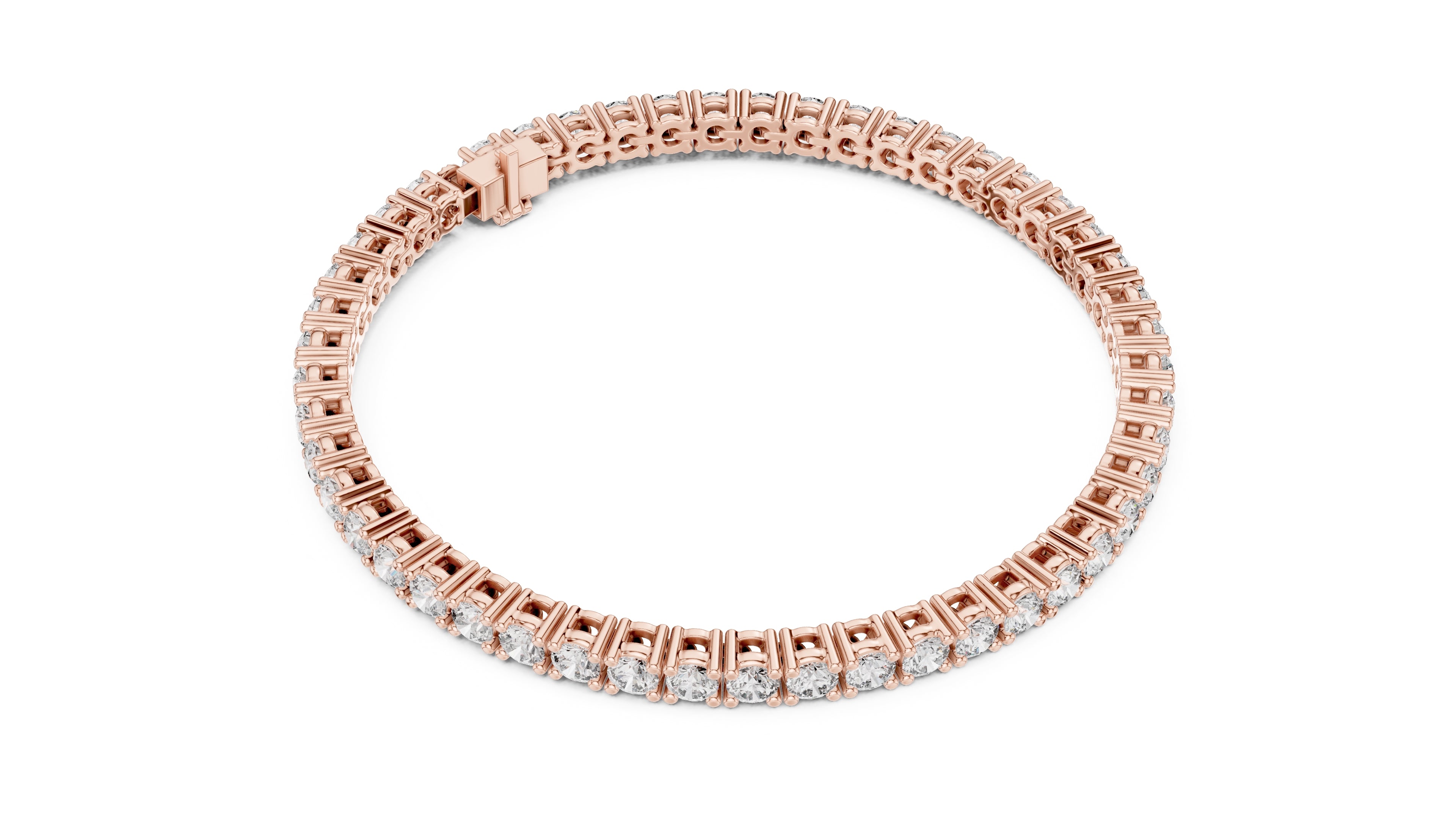 Micro-Prong Round Lab-Grown Tennis Bracelet Rose Gold