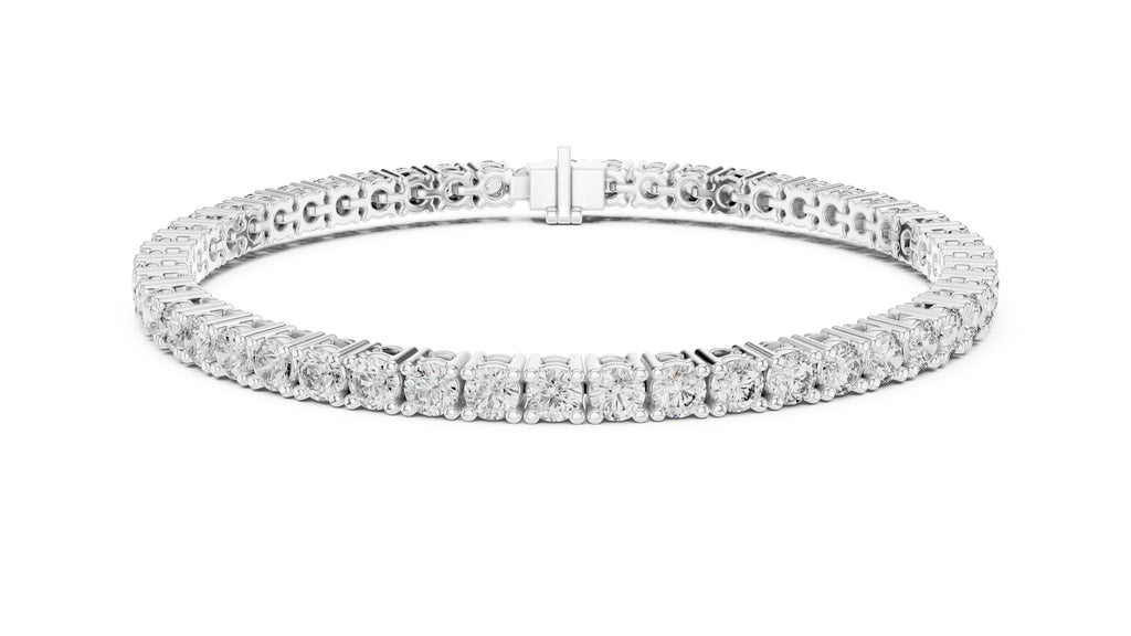 Micro-Prong Round Lab-Grown Tennis Bracelet White Gold
