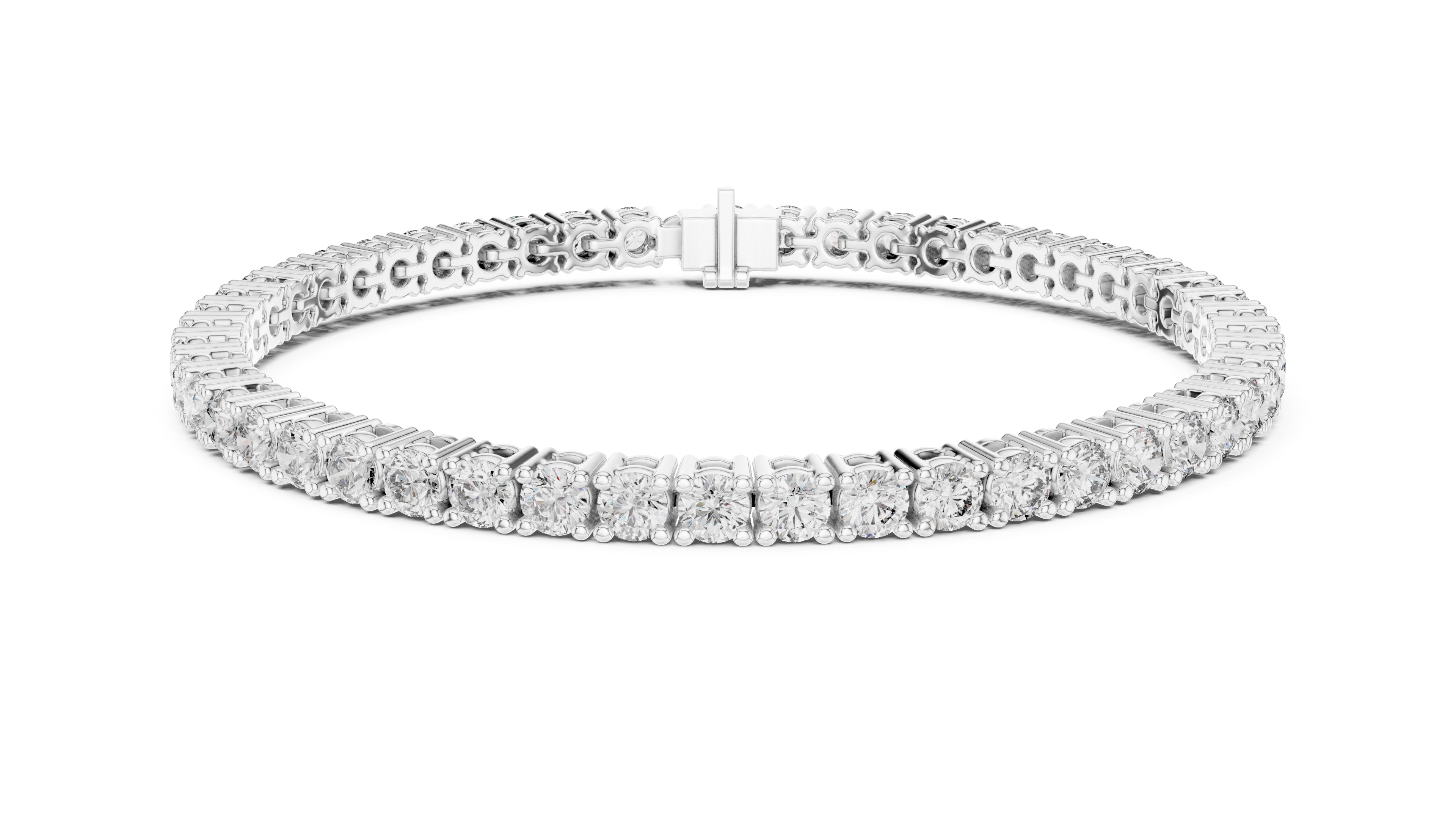Micro-Prong Round Lab-Grown Tennis Bracelet White Gold