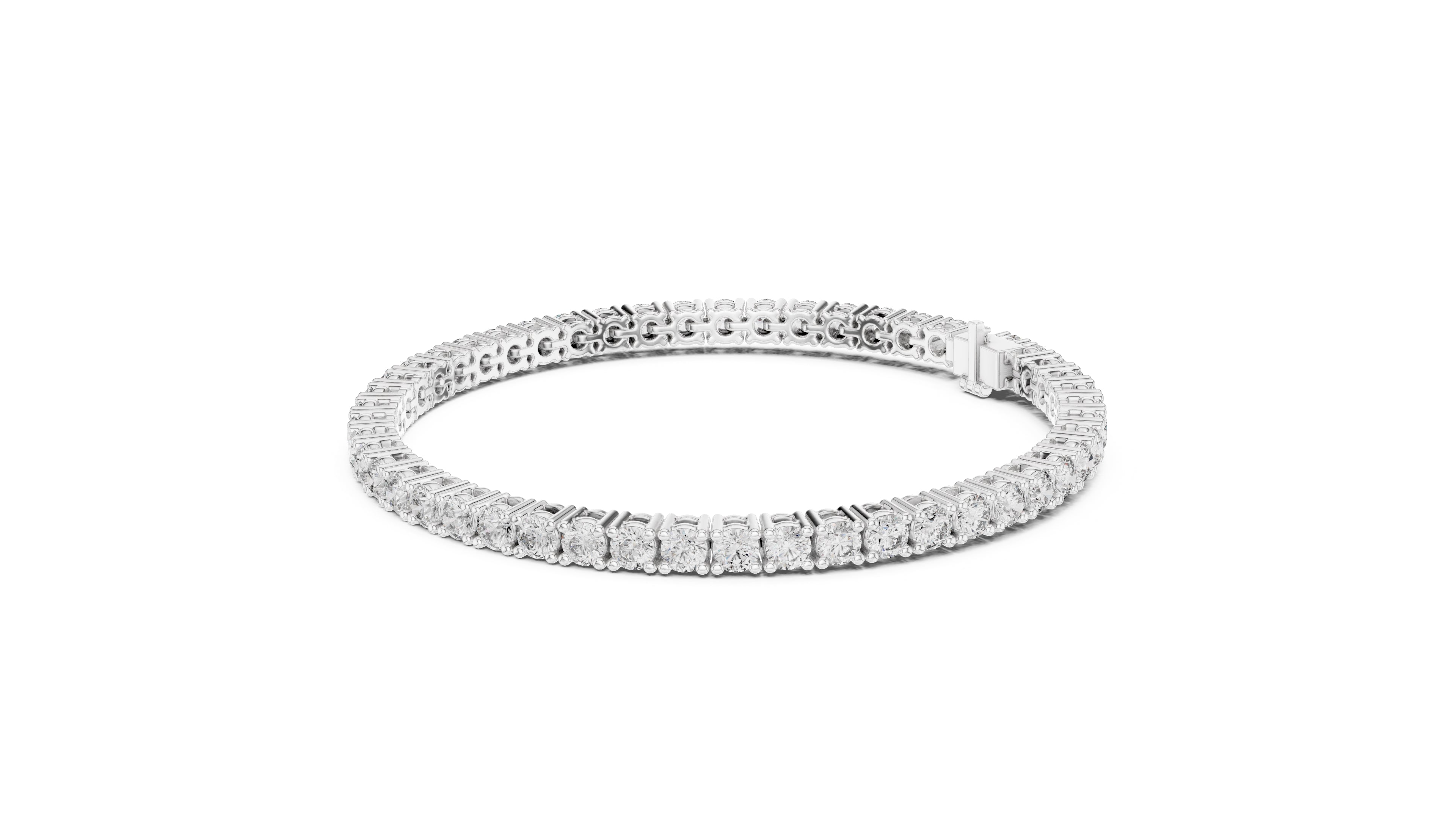 Micro-Prong Round Lab-Grown Tennis Bracelet White Gold