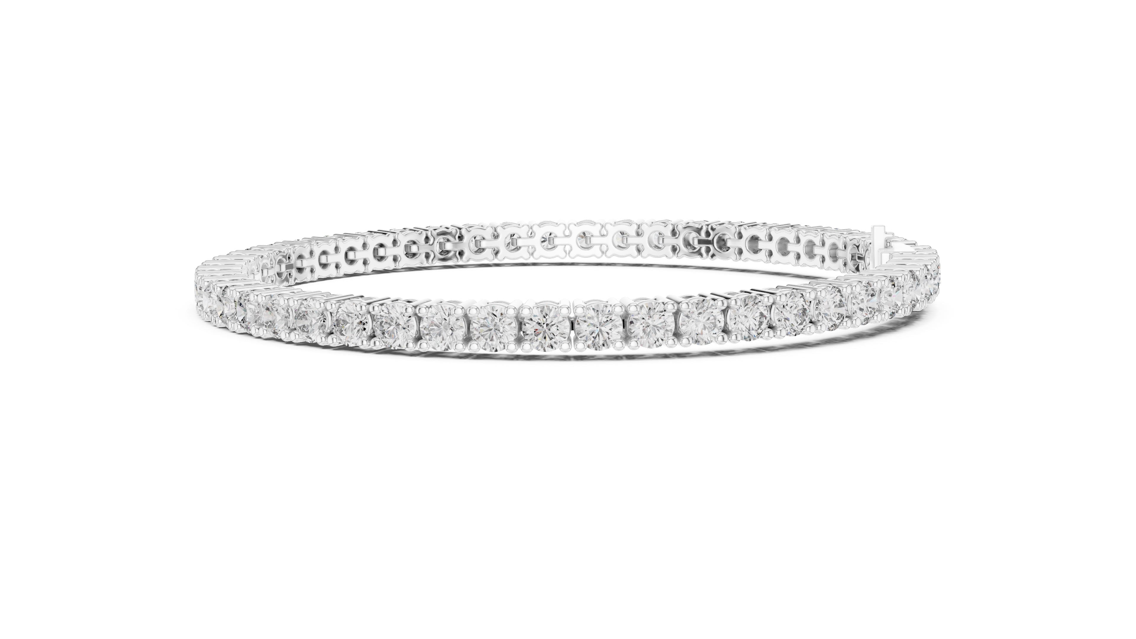 Micro-Prong Round Lab-Grown Tennis Bracelet White Gold