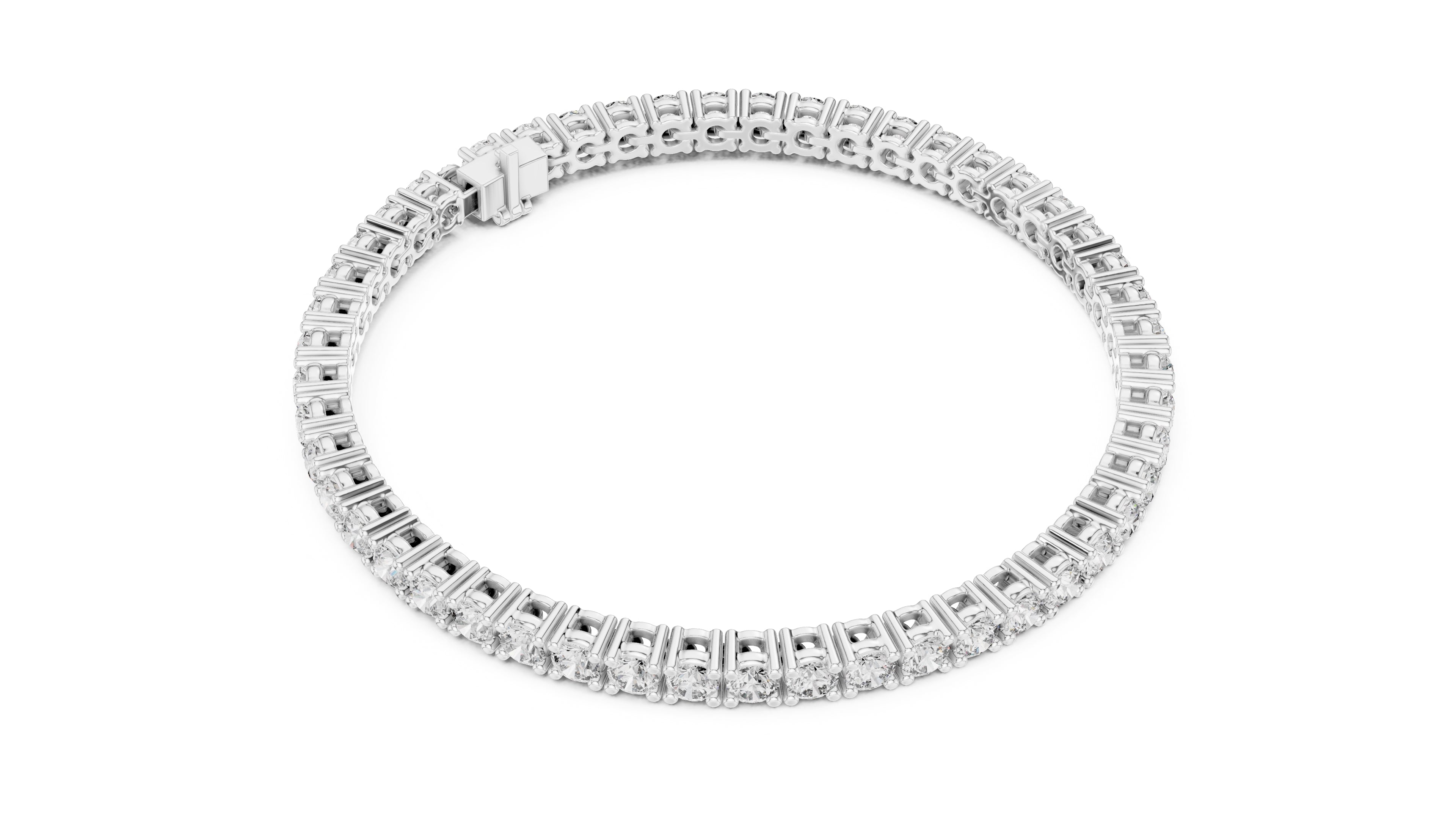 Micro-Prong Round Lab-Grown Tennis Bracelet White Gold