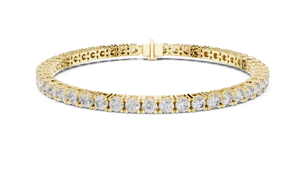 Micro-Prong Round Lab-Grown Tennis Bracelet Yellow Gold
