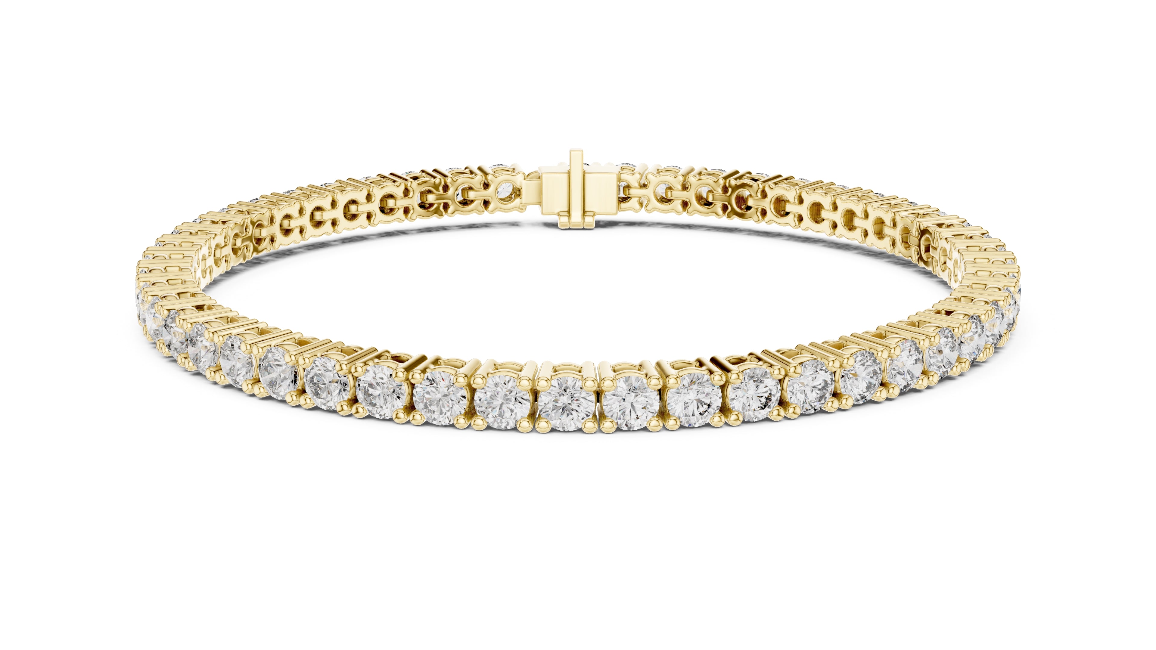 Micro-Prong Round Lab-Grown Tennis Bracelet Yellow Gold