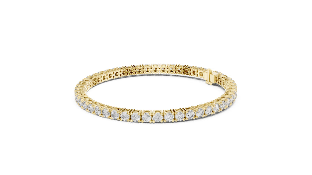 Micro-Prong Round Lab-Grown Tennis Bracelet Yellow Gold