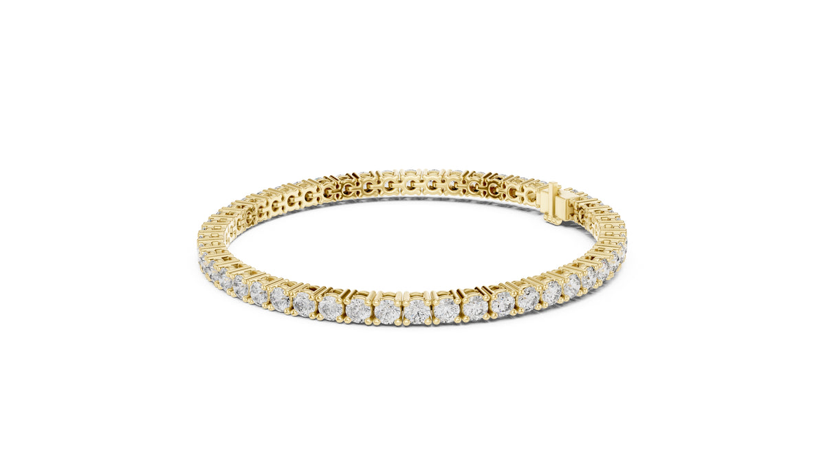 Micro-Prong Round Lab-Grown Tennis Bracelet Yellow Gold