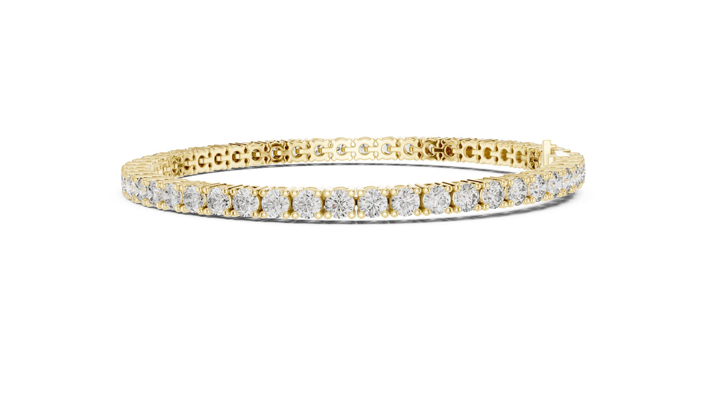 Micro-Prong Round Lab-Grown Tennis Bracelet Yellow Gold