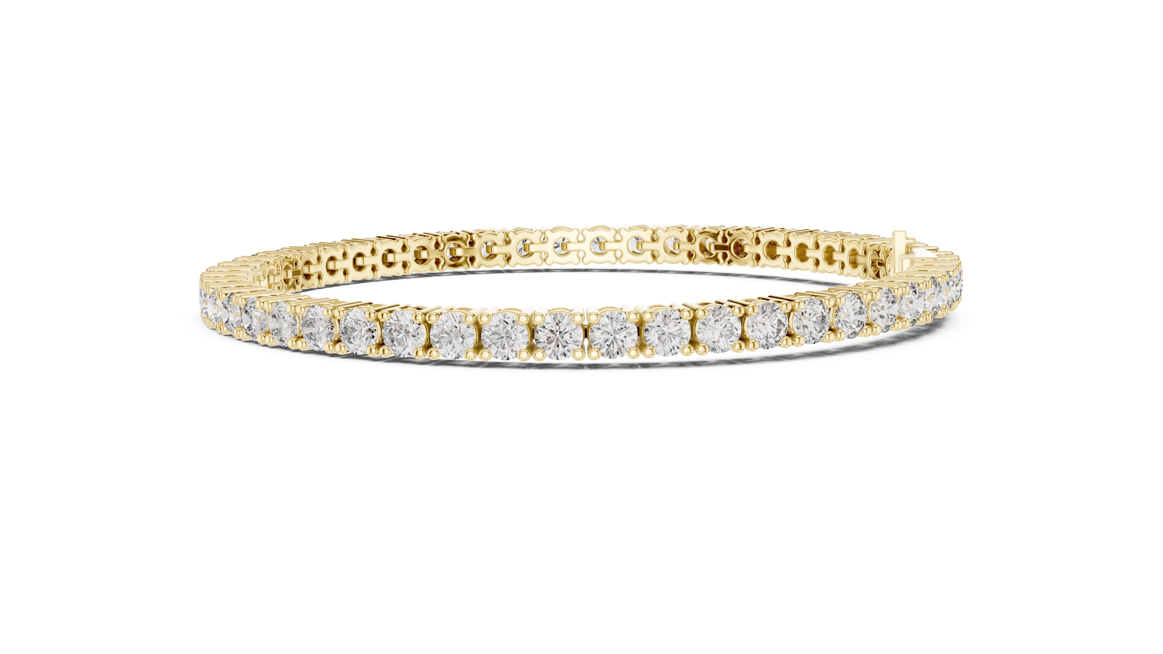 Micro-Prong Round Lab-Grown Tennis Bracelet Yellow Gold