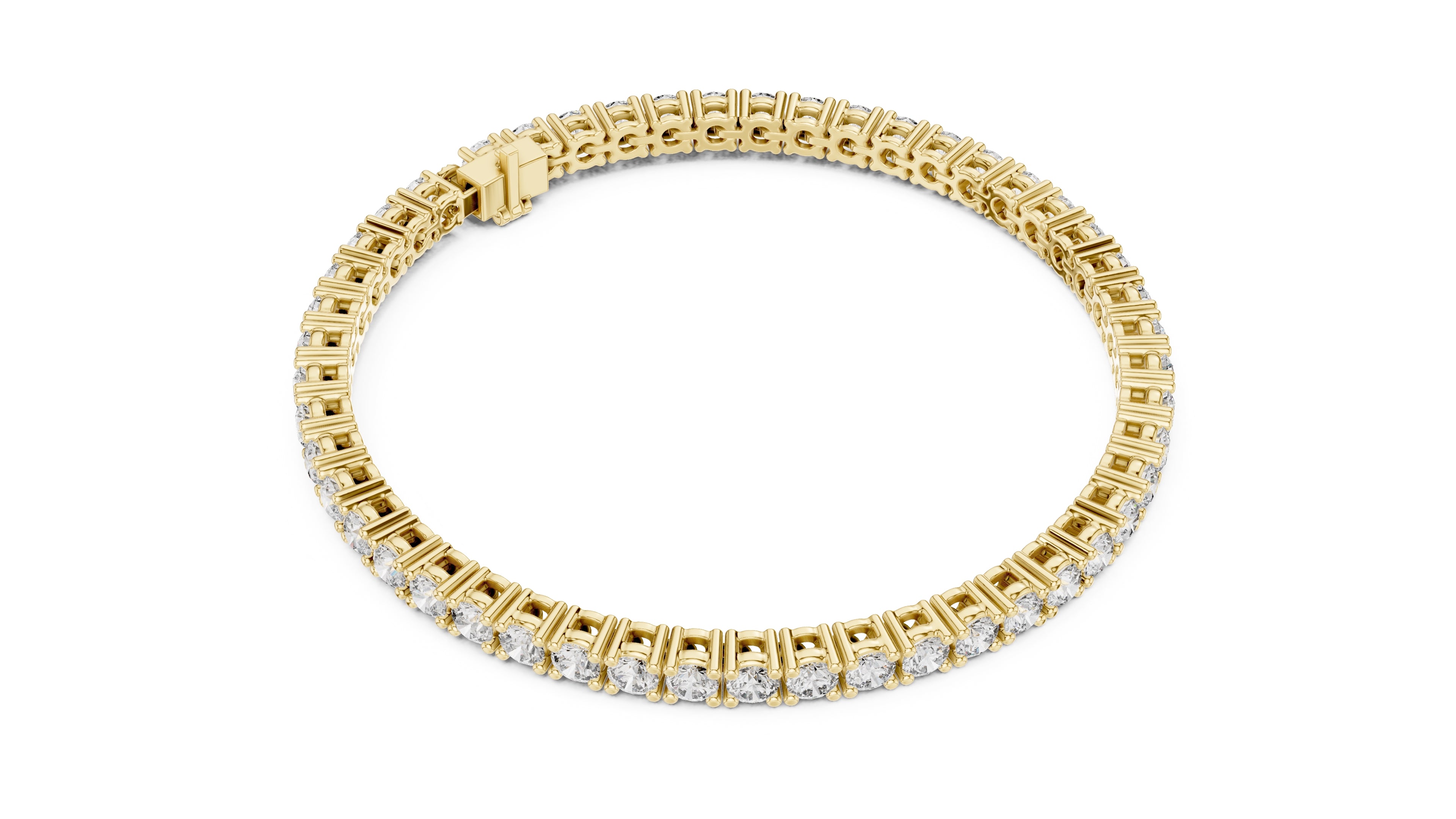 Micro-Prong Round Lab-Grown Tennis Bracelet Yellow Gold