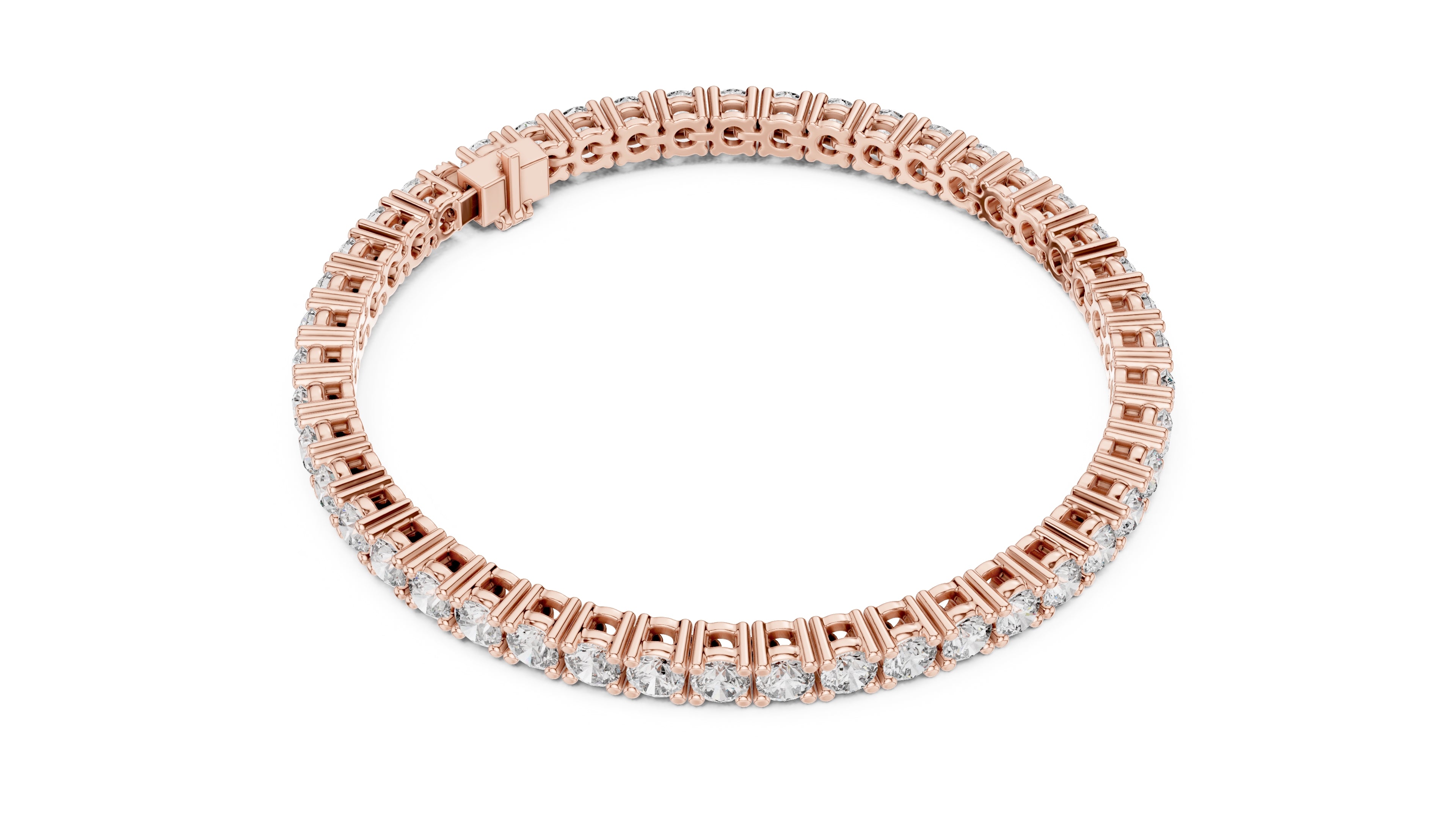 Luminous Round Lab-Grown Tennis Bracelet Rose Gold