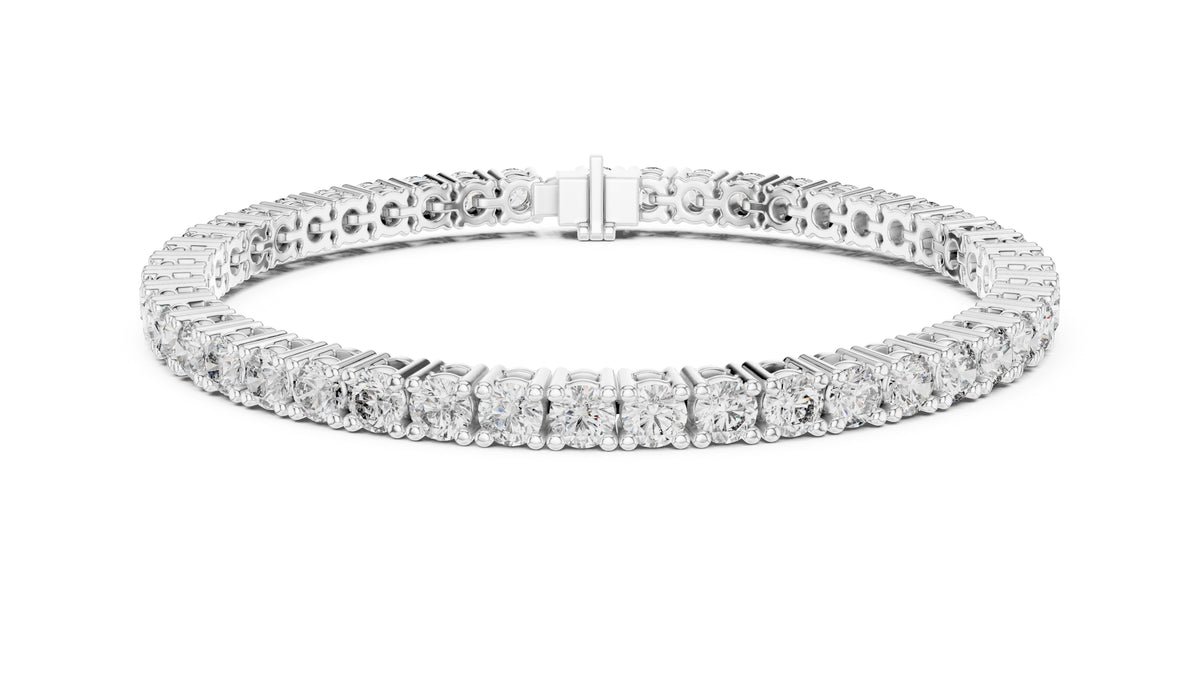 Luminous Round Lab-Grown Tennis Bracelet White Gold