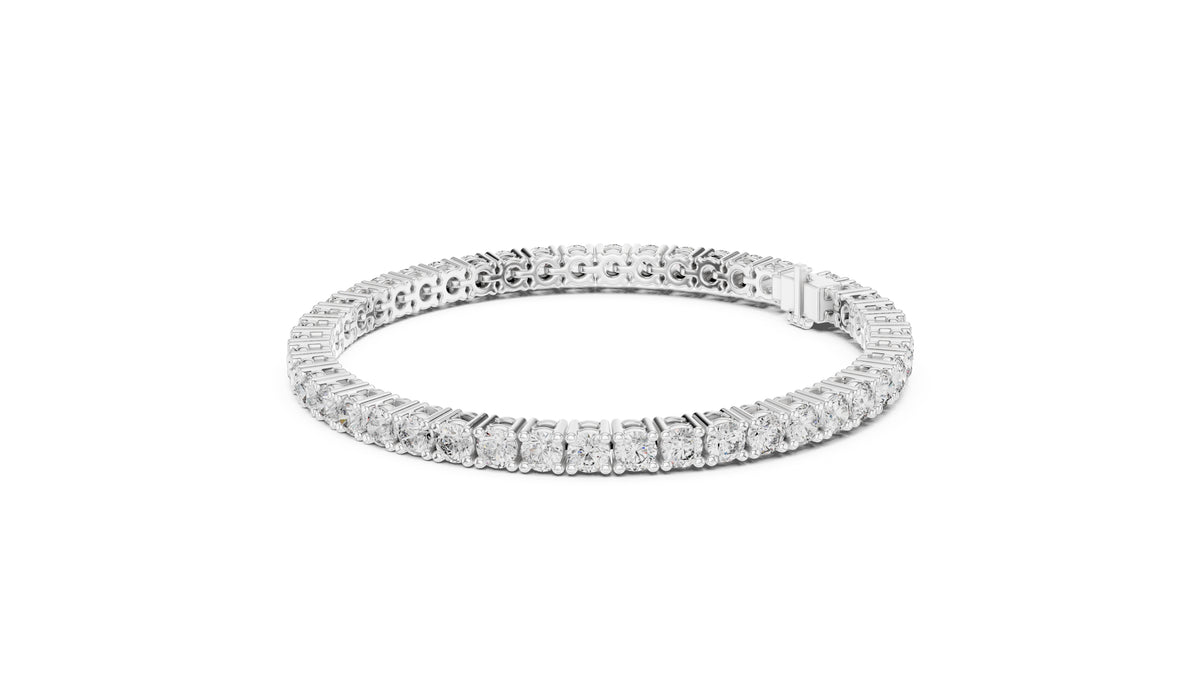 Luminous Round Lab-Grown Tennis Bracelet White Gold