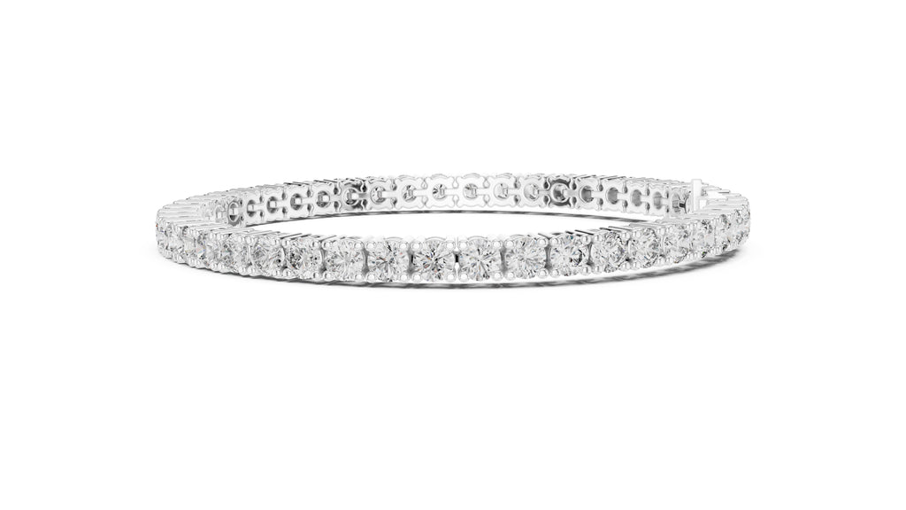Luminous Round Lab-Grown Tennis Bracelet White Gold