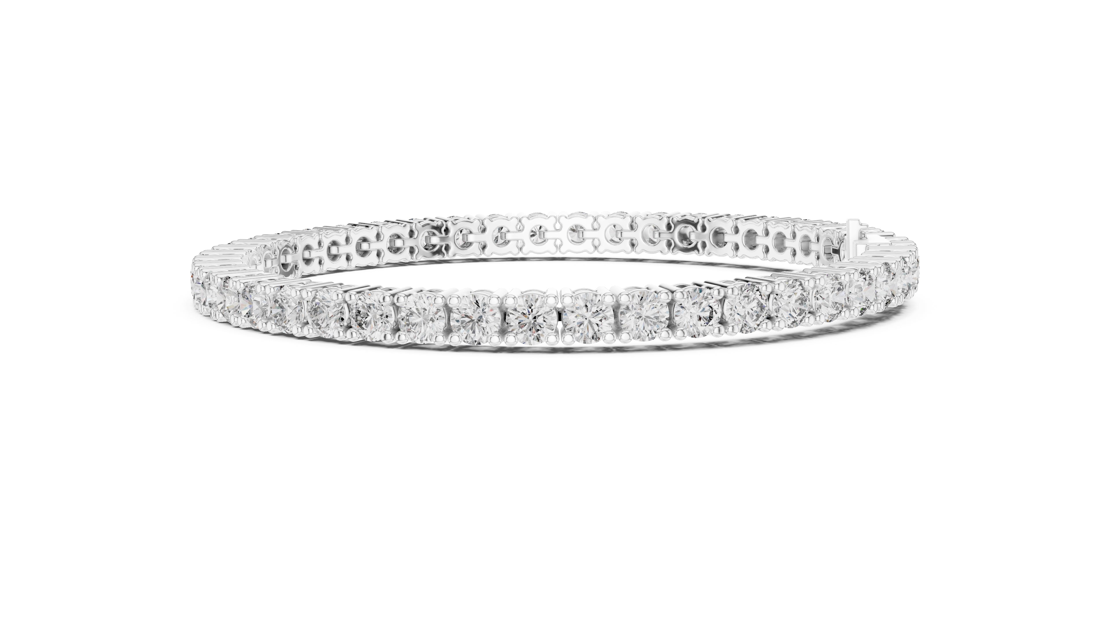 Luminous Round Lab-Grown Tennis Bracelet White Gold