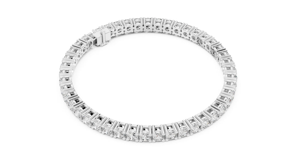 Luminous Round Lab-Grown Tennis Bracelet White Gold