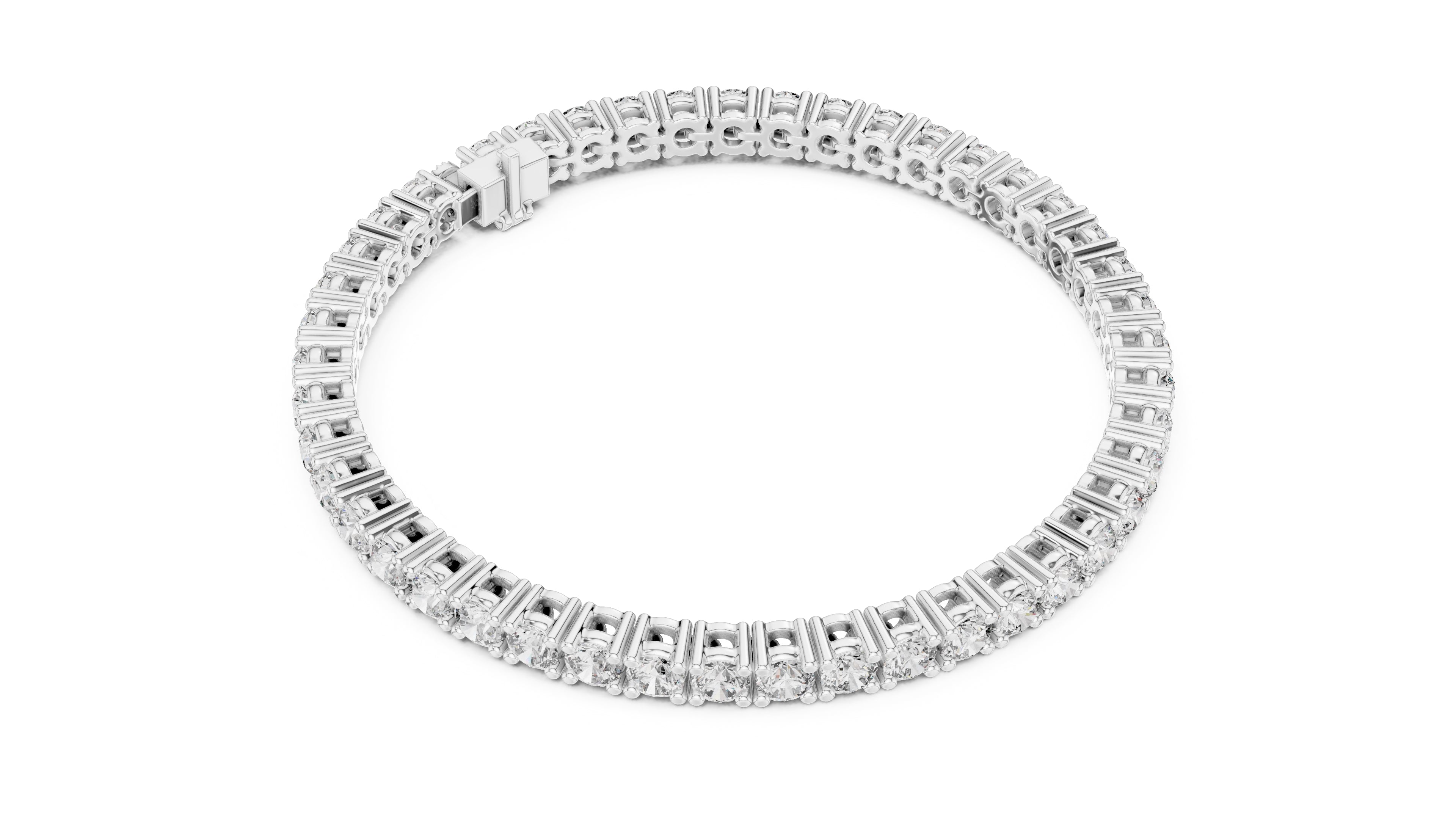 Luminous Round Lab-Grown Tennis Bracelet White Gold