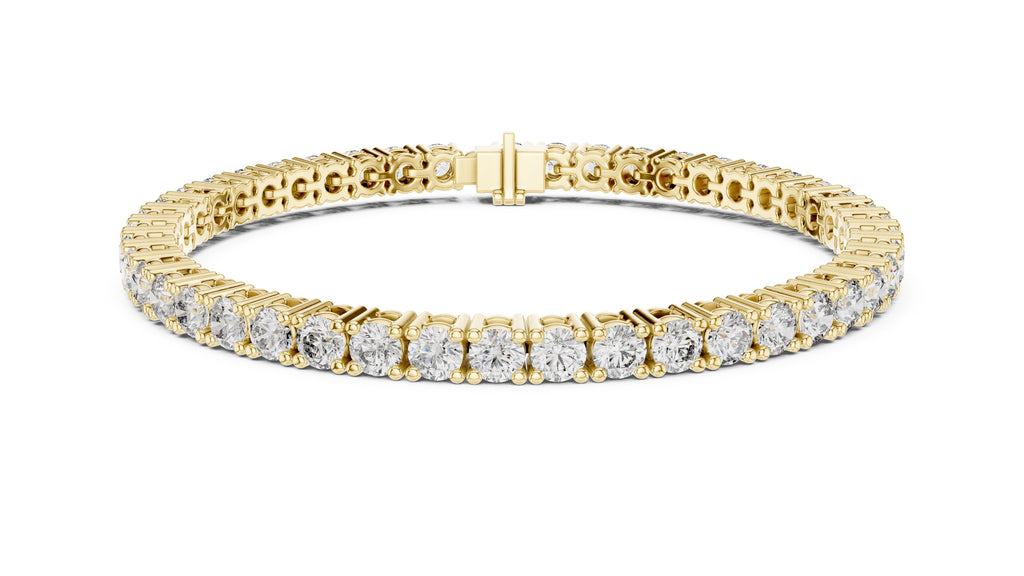 Luminous Round Lab-Grown Tennis Bracelet Yellow Gold