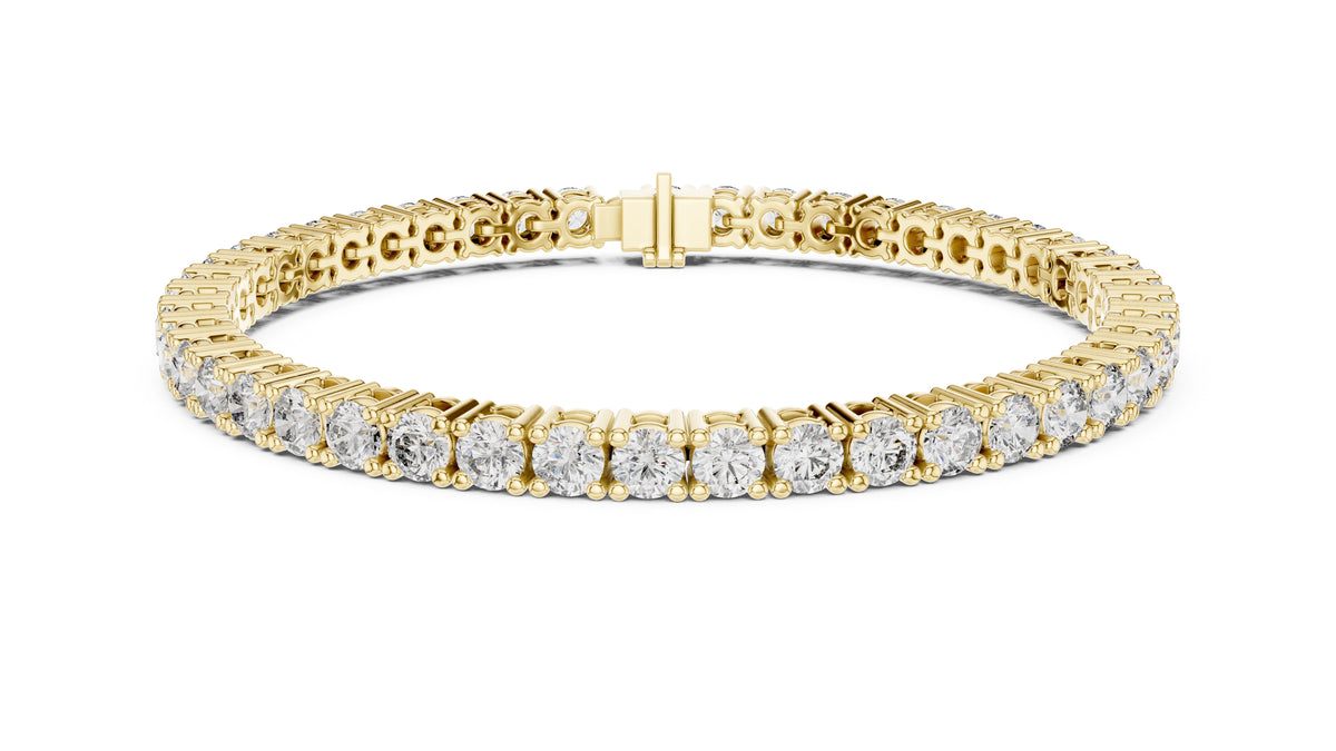 Luminous Round Lab-Grown Tennis Bracelet Yellow Gold