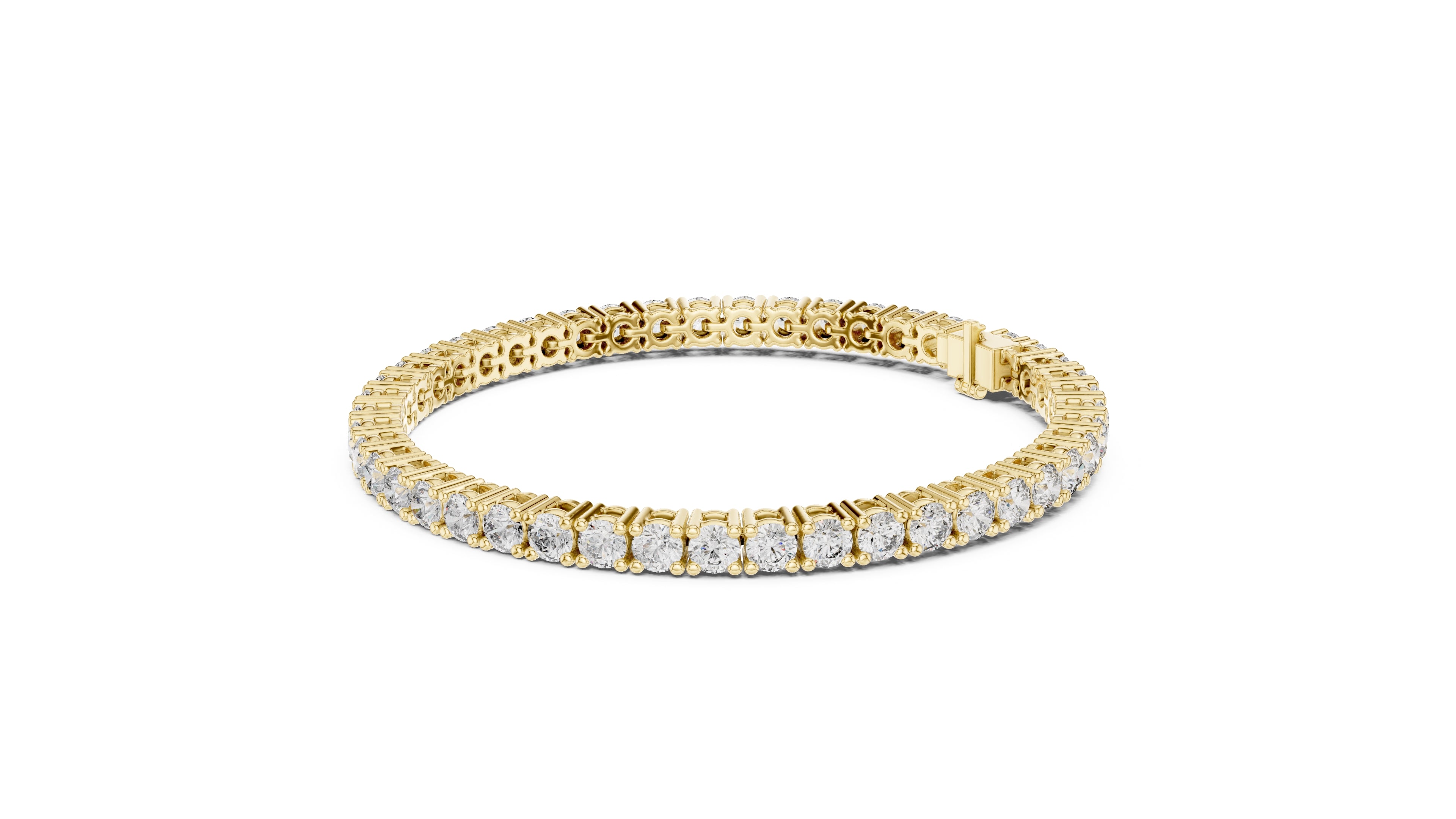 Luminous Round Lab-Grown Tennis Bracelet Yellow Gold