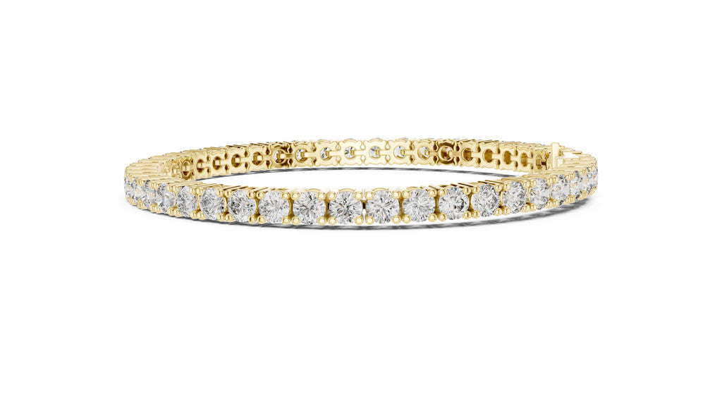 Luminous Round Lab-Grown Tennis Bracelet Yellow Gold