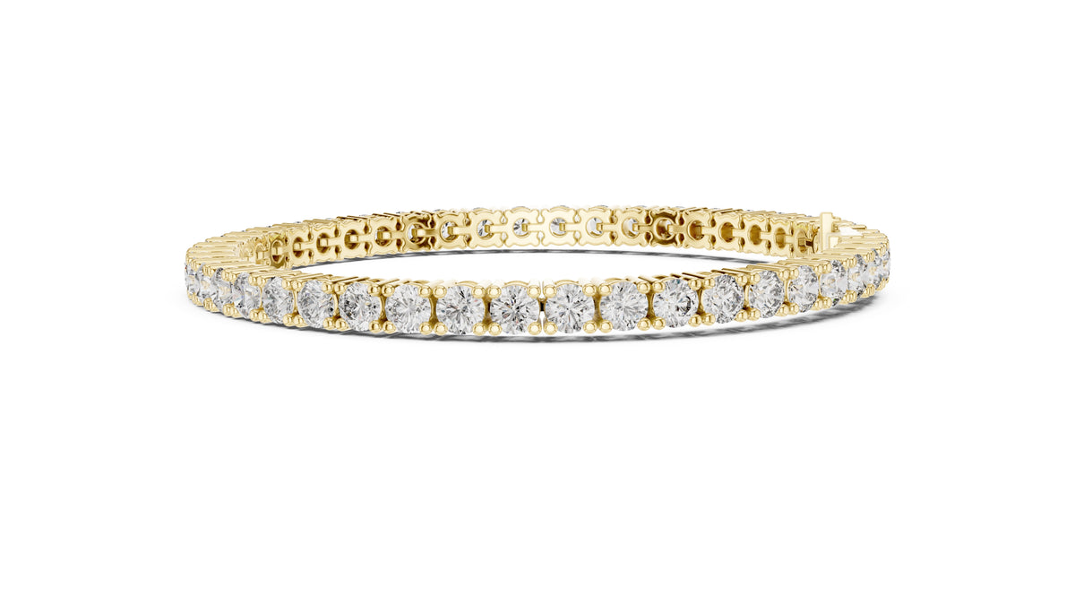 Luminous Round Lab-Grown Tennis Bracelet Yellow Gold
