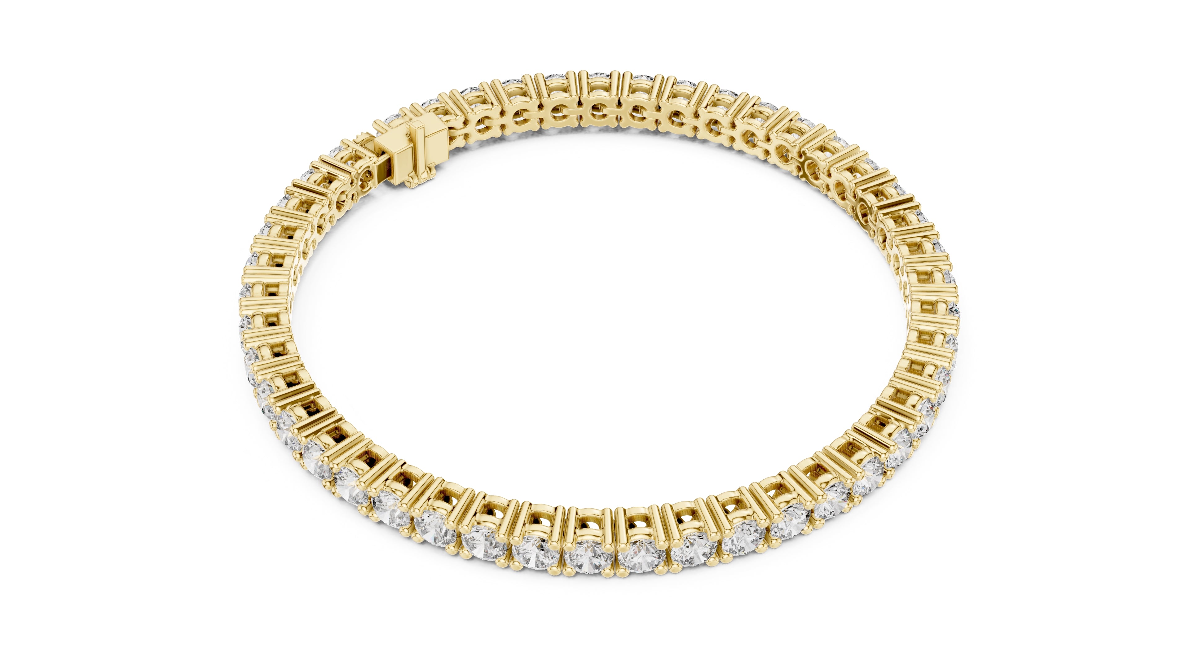 Luminous Round Lab-Grown Tennis Bracelet Yellow Gold