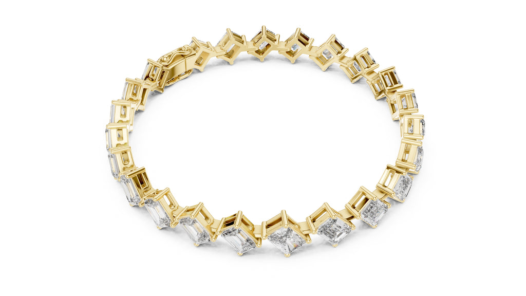 Alternating Emerald & Radiant Lab-Grown Tennis Bracelet Yellow Gold