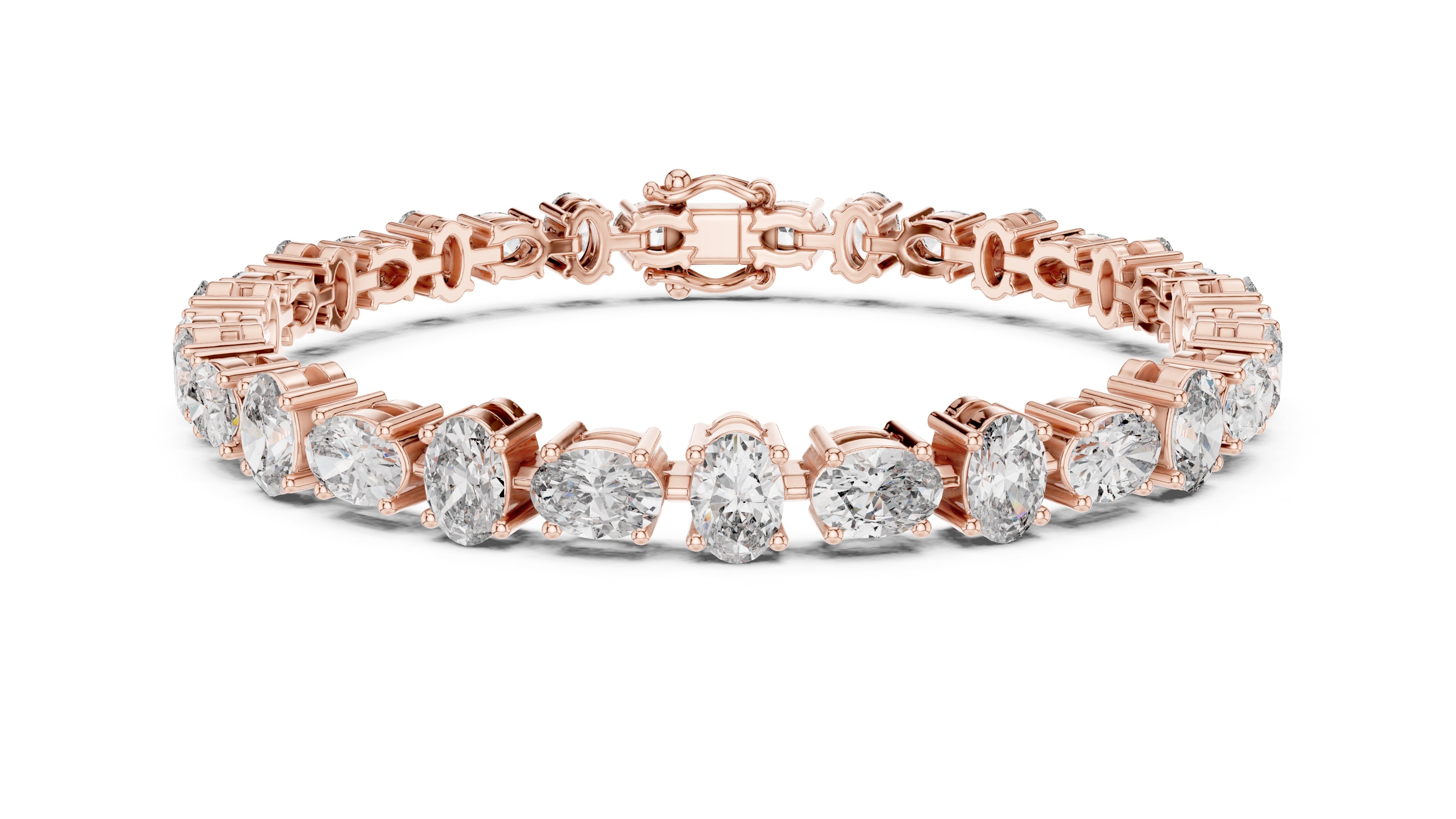 Oval Cut Lab-Grown Tennis Bracelet Rose Gold
